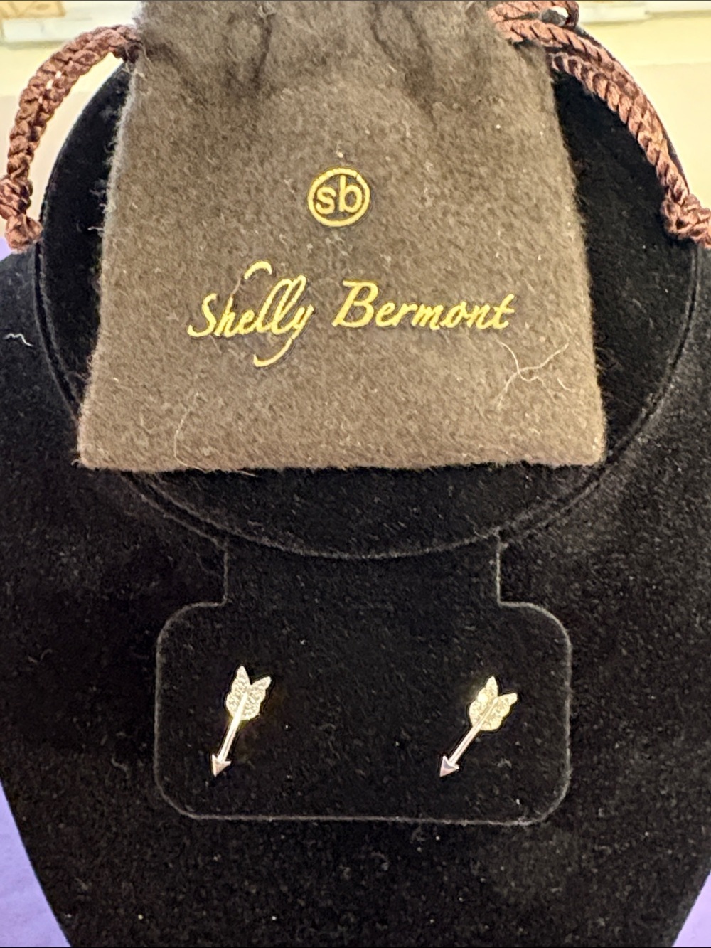 White Gold & Diamond Arrow Stud Earrings by Shelly Bermont